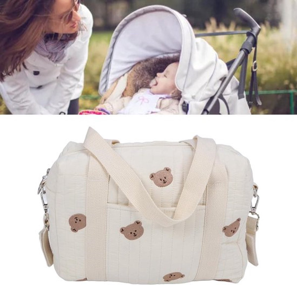 Multifunctionele Opbergtas voor Wandelwagen - Handige Kinderwagen Organizer met Luiertas - Ruime Opbergtas met Diverse Vakken.