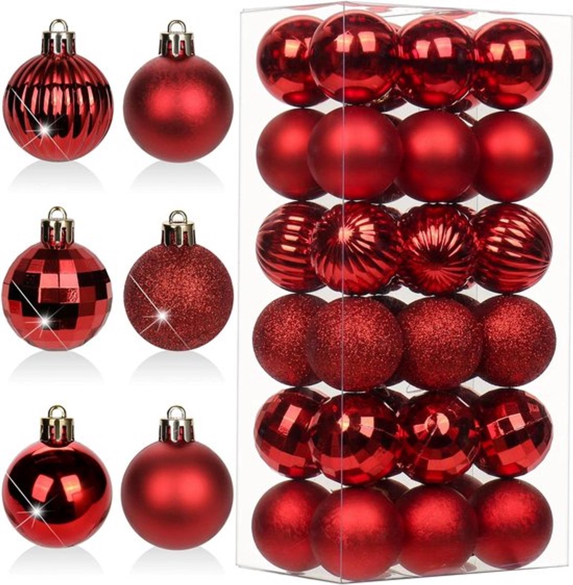 Set van 36 kerstballen 4 cm kunststof ophangoog feestdagen Kerstmis Halloween feest woondecoratie bruiloft