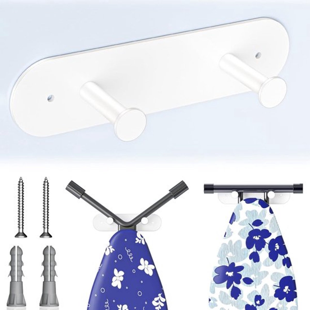 Muurbeugel voor Strijkplank met Verwijderbare Haken, Ideaal voor Strijkruimtes en Opbergruimte voor Strijkaccessoires