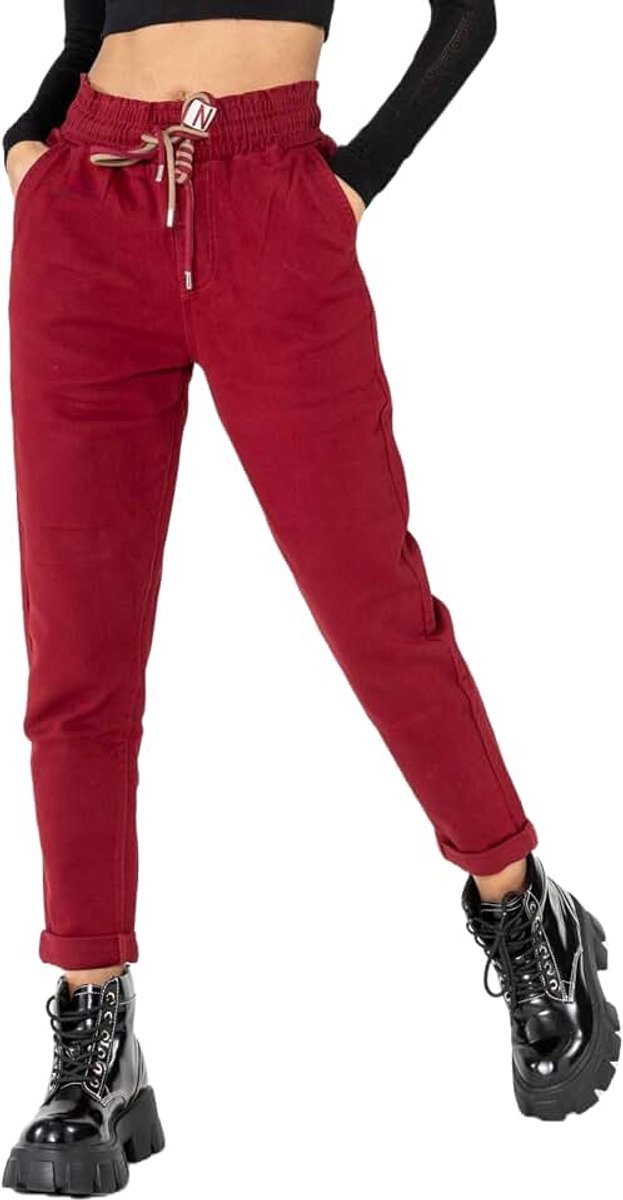 Jeans voor dames in joggingbroekstijl, hoge taille, overgangsjeans voor lente en herfst