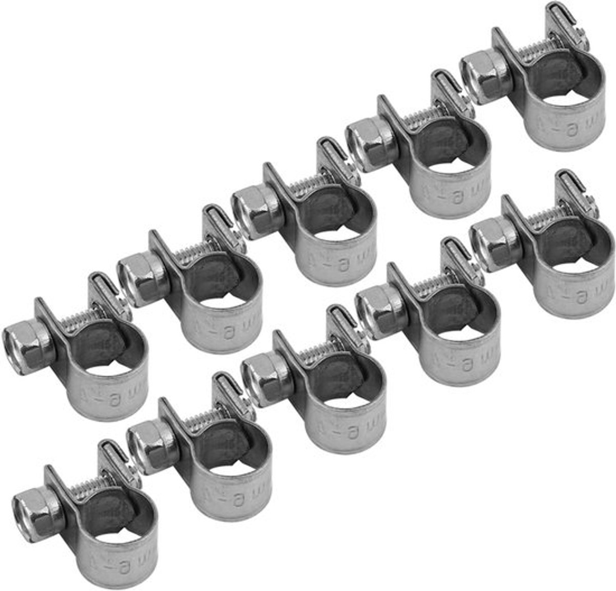Slangklemmen Set van 10 stuks voor luchtslang en waterpijp - 304 roestvrijstalen pijpklemmen in diverse maten.