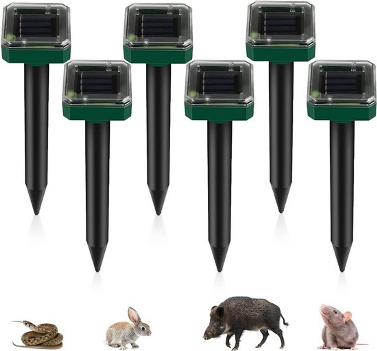 Ultrasone Solar Mollenafschrikker - Waterdichte Ongediertebestrijding Set van 6 voor Tuin en Buitenruimte