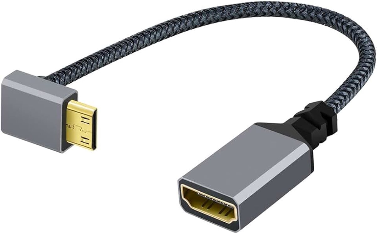 4K Type-C Mini HDMI 1.4 male 90 graden omhoog hoek naar HDMI vrouwelijke verlengkabel voor DV MP4 Camera DC Laptop