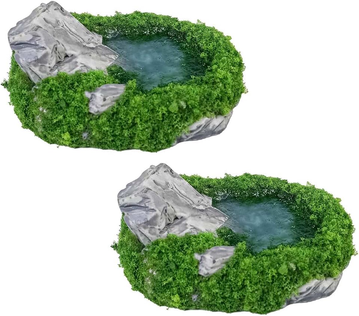 2-pack Stone Lake Decoratie Mini Bonsai Standbeeld Mini Zen Tuin Decoratie Glazen Container Bonsai Accessoires