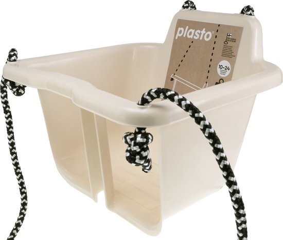 Plasto Baby Schommel Zandkleur - Babyschommel - Met Touwen - Max 25 kg - Special Edition Zachte Neutrale Kleuren - Gemaakt in Finland - Vanaf 10 Maanden — afbeelding 4