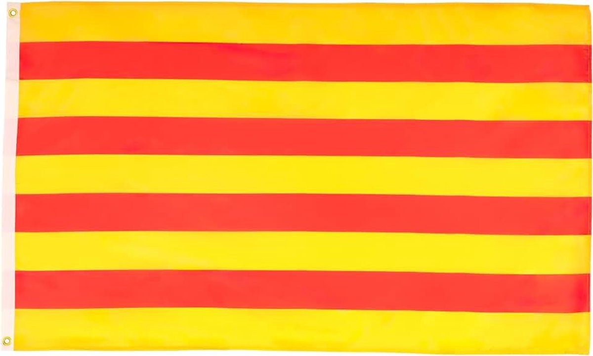 Vlaggen Catalonië 90x60 cm Polyester 100D 2 Ringen | Binnen en buiten decoratieve vlag dubbel gestikte naden en verstevigde randen met metalen ogen 100D polyester