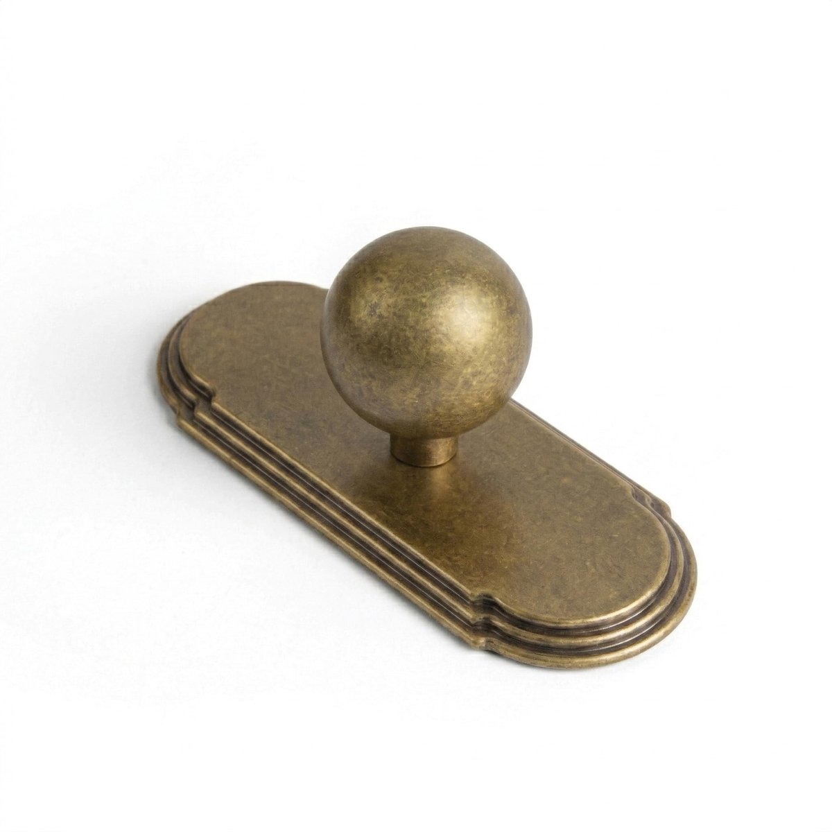 6-pack zinklegering antiek messing kastknoppen met klassieke getrapte rand achterplaat - 1,2 inch Dia vintage ladeknoppen voor keuken en kledingkast