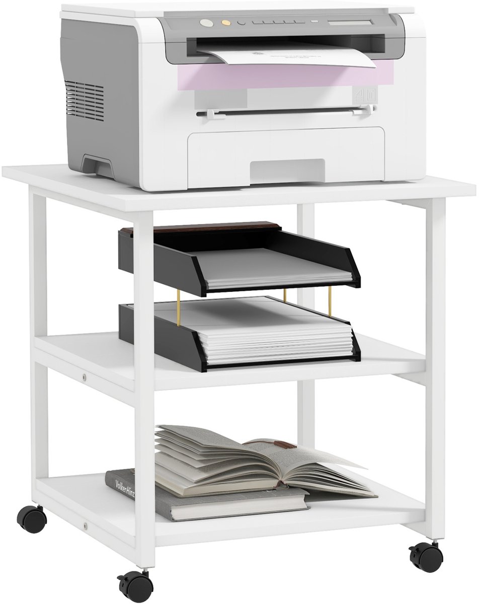 HOMCOM Printerstandaard - Spaanplaat - 50x50x52,5 cm - Wit