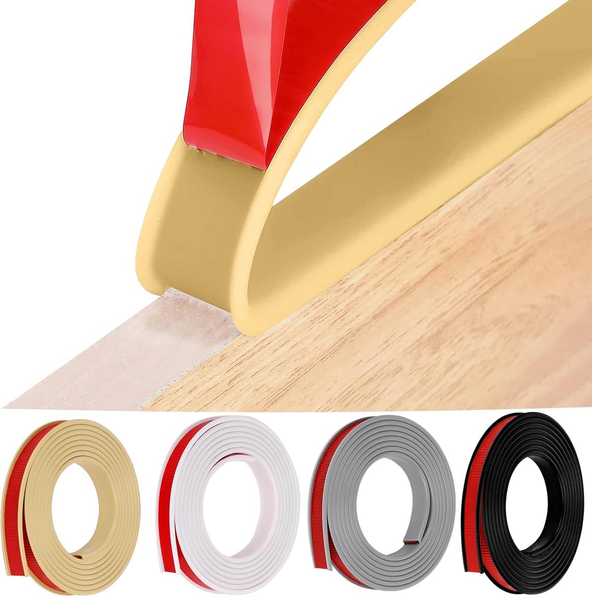 Zelfklevende meubelrandband, 32 mm x 5 m, flexibel, TPE, opvouwbare randbescherming, rubber, voor kastranden, eindlijst, plafondranden, werkbladen (camel)