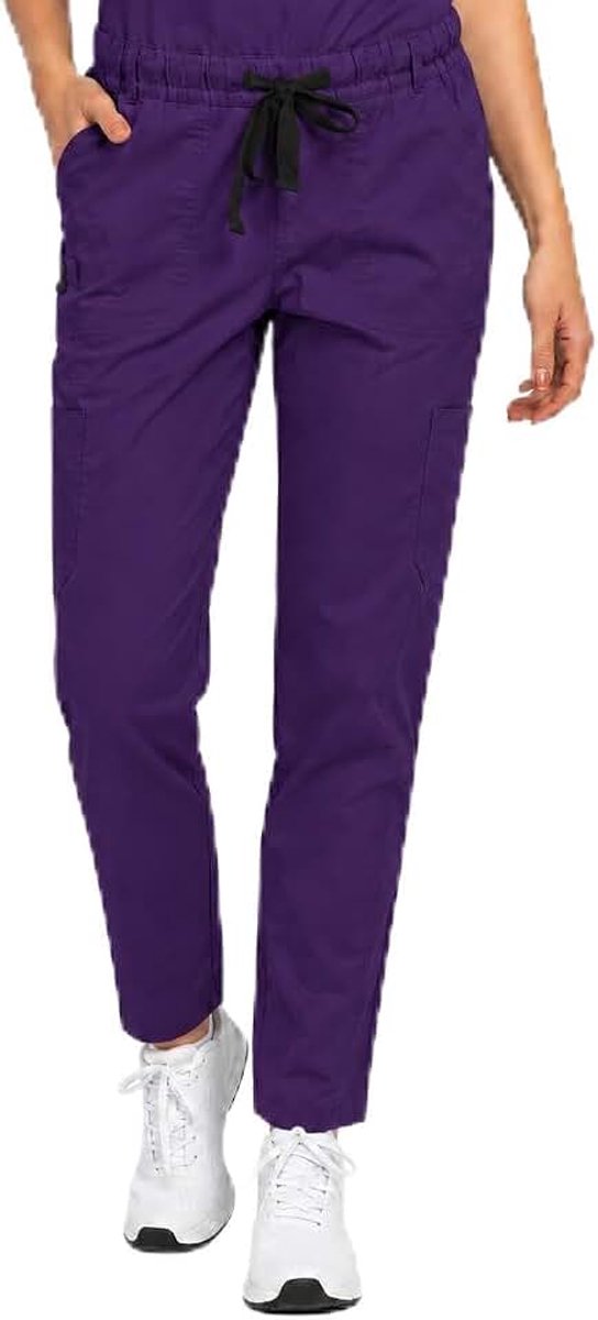 Dante Medische slipbroek, werkbroek, 5 zakken, uniseks, met elastische tailleband en achterzakken, ziekenhuis, uniformbroek met gemiddelde taille en elastiek rondom