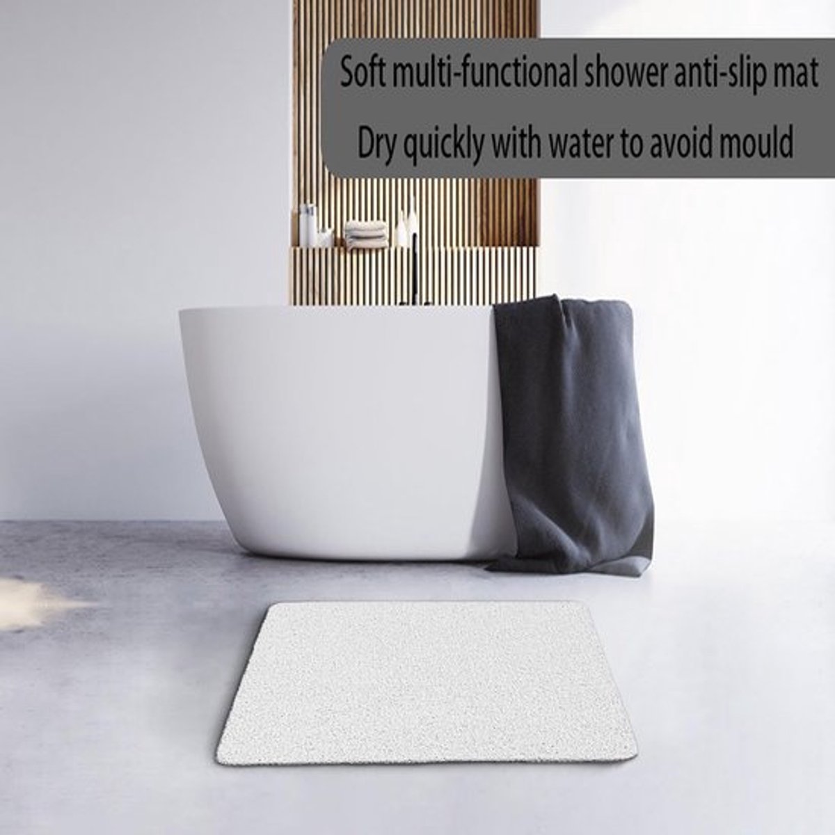 Douchemat - 60 x 60 (centimeter) - Antislip - Zacht Comfort - Kleur : Wit