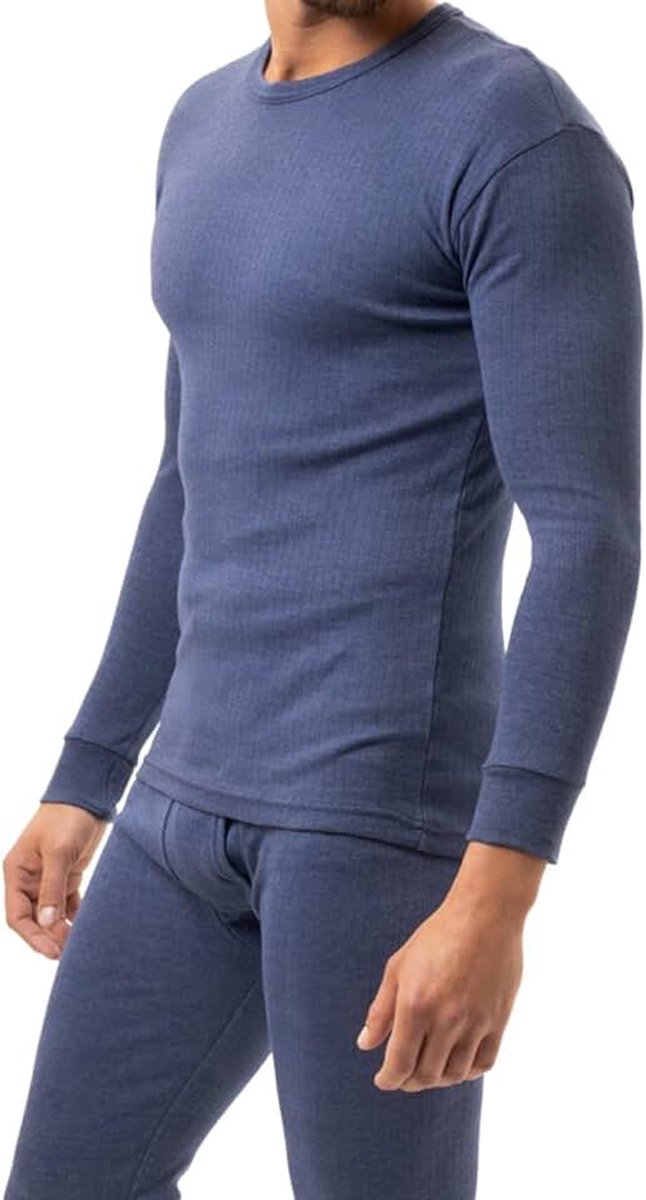 Thermisch onderhemd voor heren, fleece, warm winterondergoed, lange mouwen, katoen