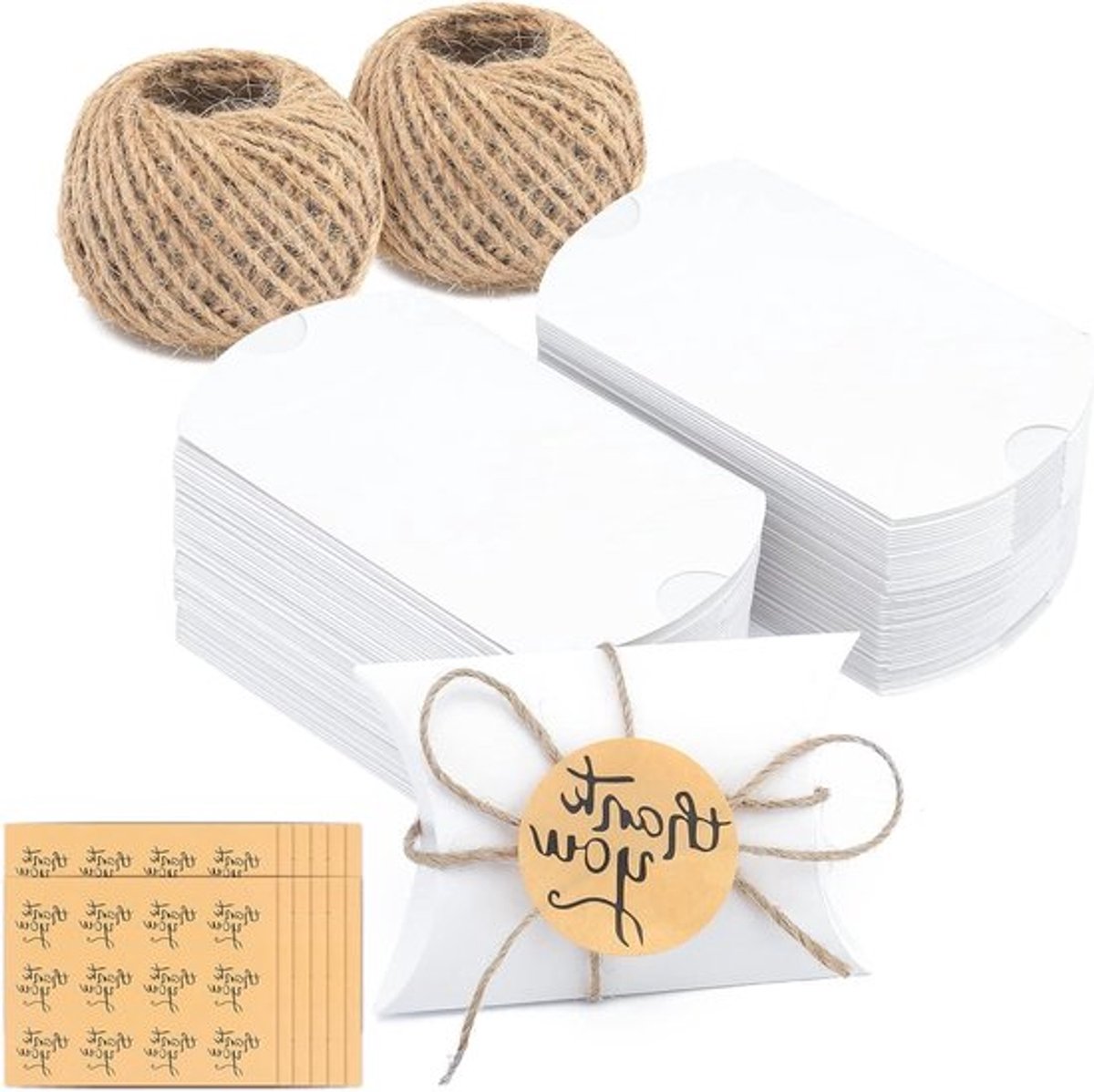 100 stuks gastgeschenken in kartonnen doosjes, geschenkverpakking, bonbondoosjes en knutselmateriaal voor bruiloften en feesten
