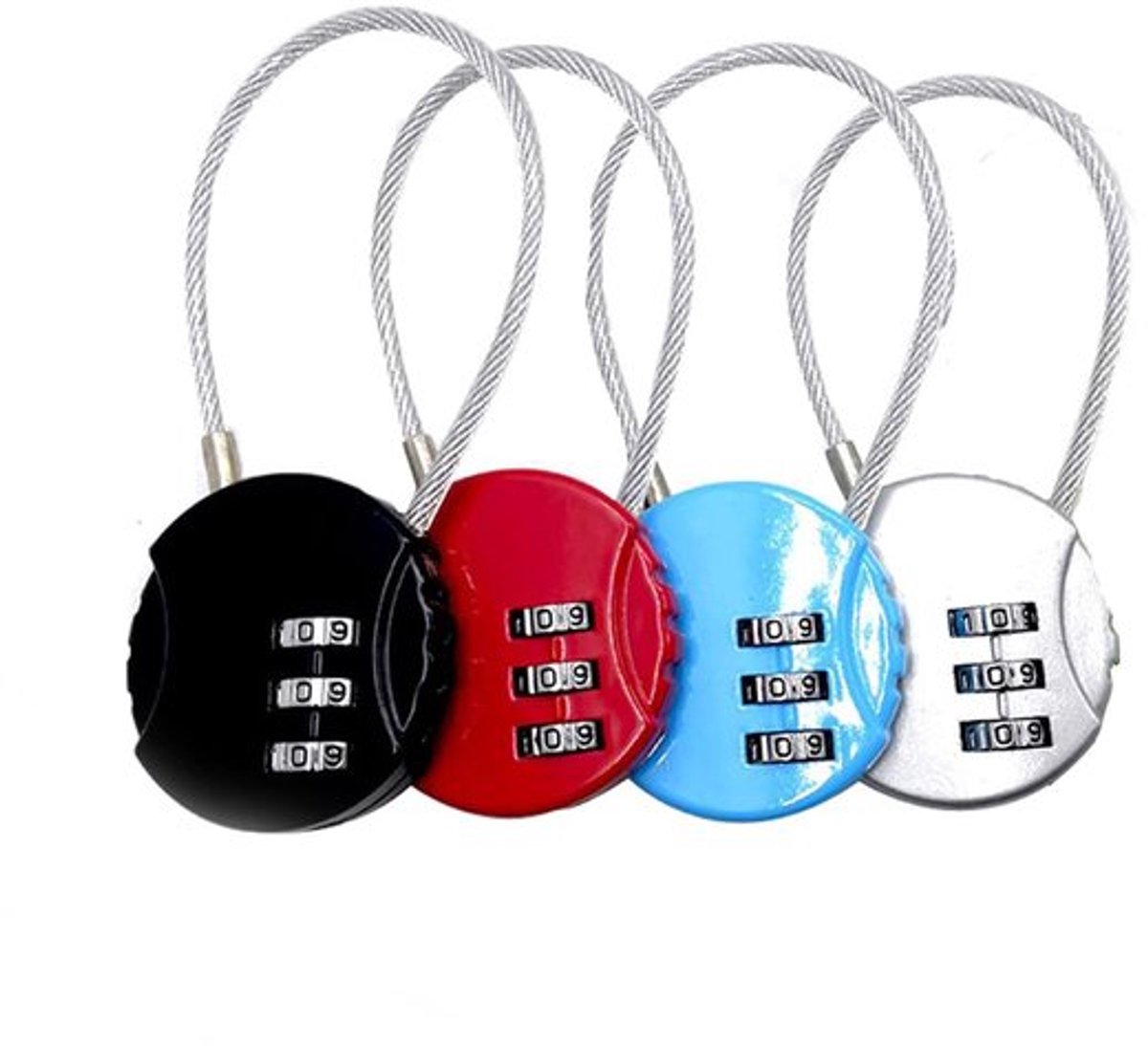 Combinatiehangslot 4 Stuks - 3-Cijferig Hangslot - Beveiliging - Sleutelloze Hangsloten - Roestvrij Staal - Geschikt voor Kasten/Koffers