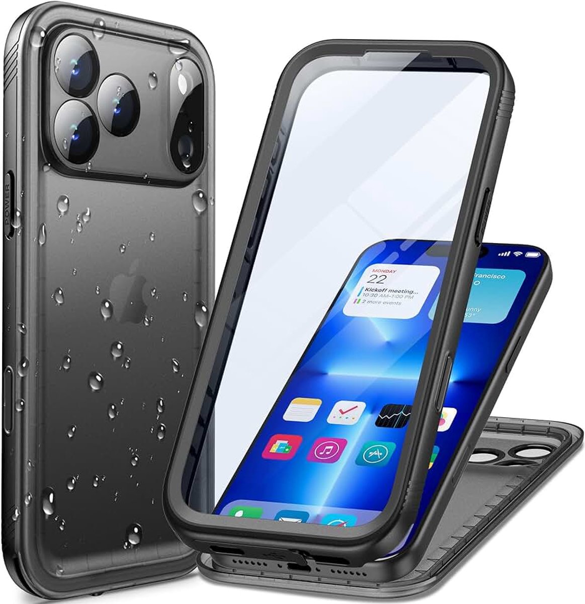Full Waterproof 360 Military Case for iPhone 17 Pro Max Hoesje | With HD Screen Camera Protector, Heavy Duty Waterdichte Shockproof Back Cover, Double Rugged Proof Armor Tough Telefoonhoesje