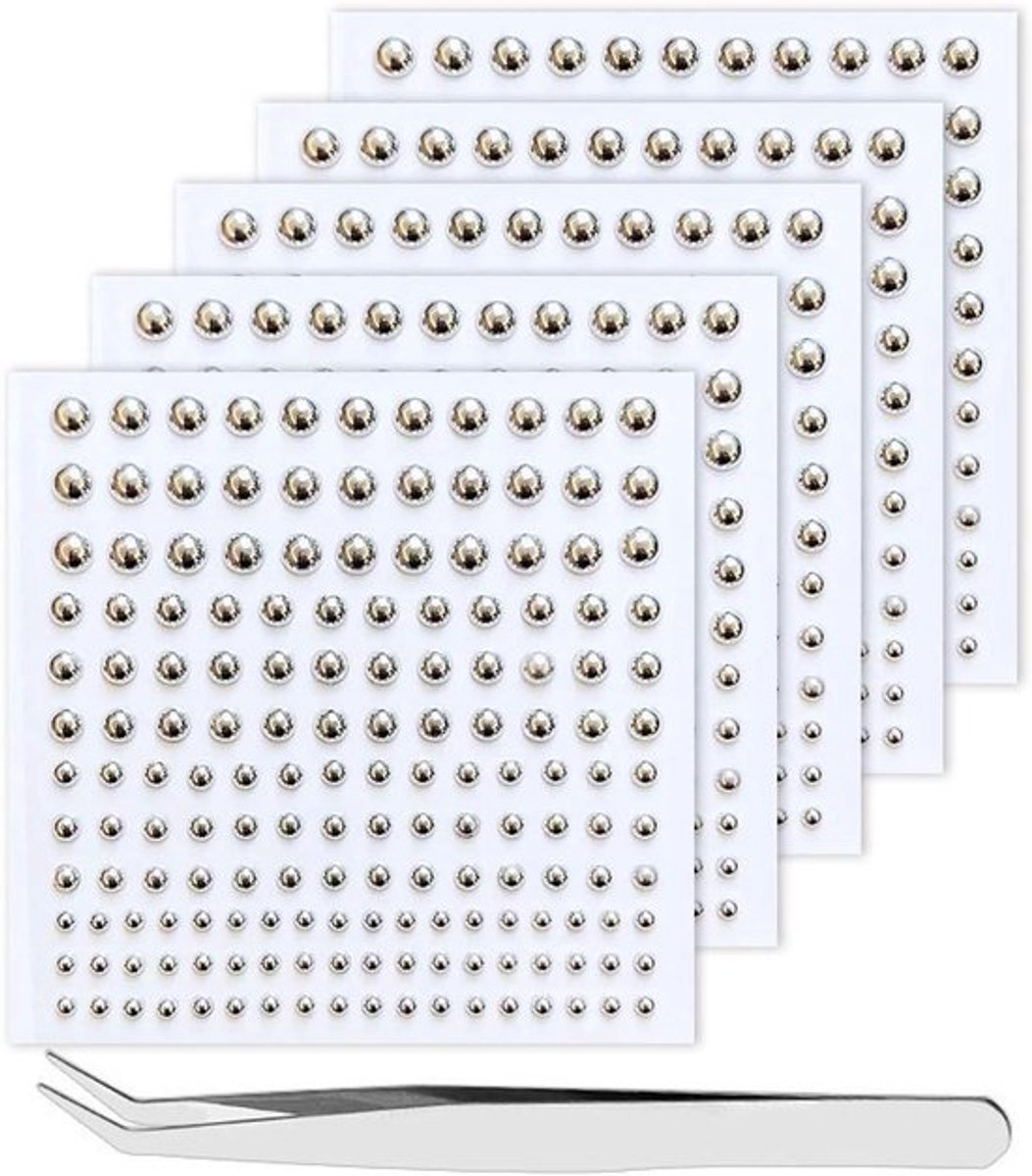 Punk Lippenverbinders Set van 5 Stuks - Zilverkleurige Stickers - Alternatieve Stijl - Inclusief Pincet