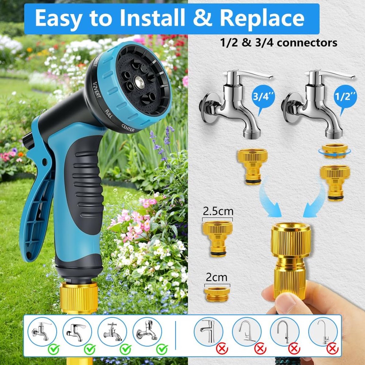 Tuinslang - Flexibele slang - Tuin bewateren - Automatisch intrekbaar - 15 meter - Groen – foto 2