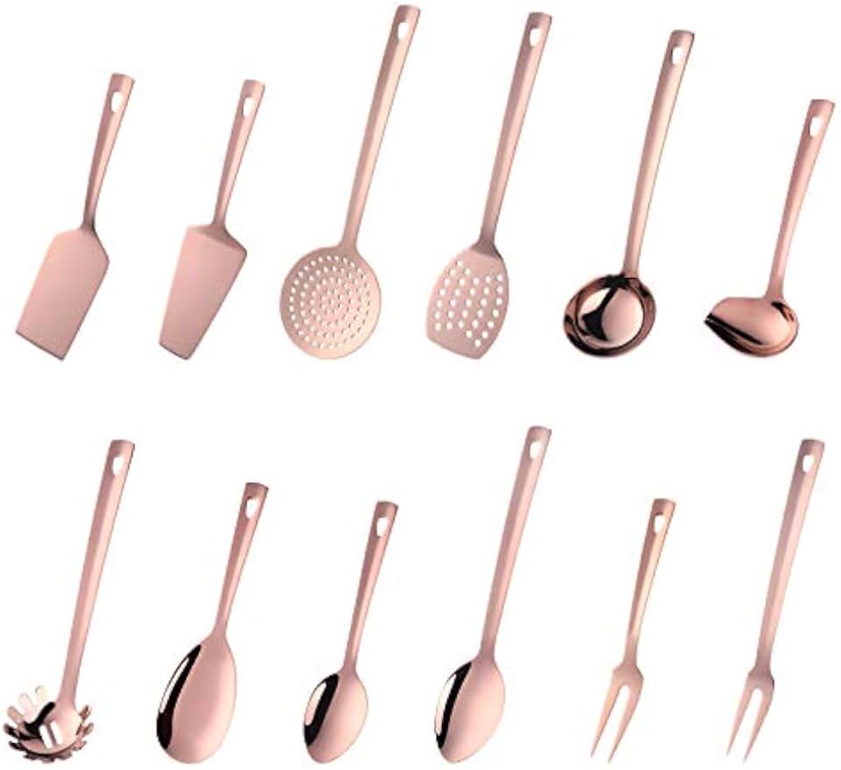 Set van 12 stuks, roestvrij staal, keukengerei, titanium, rosé goud, keukenaccessoires, kookgerei, keukengerei