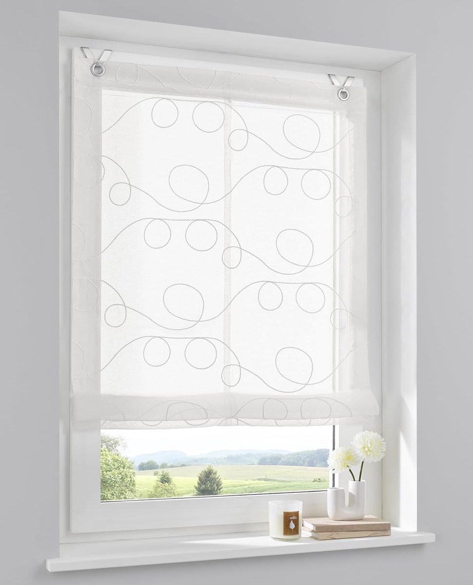 & More Vouwgordijn / Ösenrollo Jasmin Stick White 80 * 130 cm
