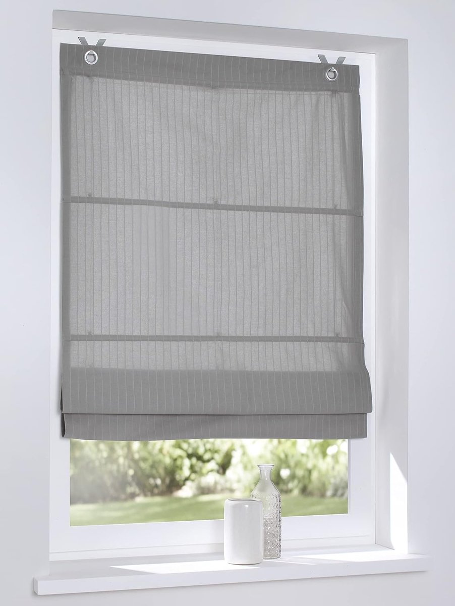 Schaduw oogjesrolgordijn Verlock gestreept ondoorzichtig grijs breedte 45 x hoogte 140 cm