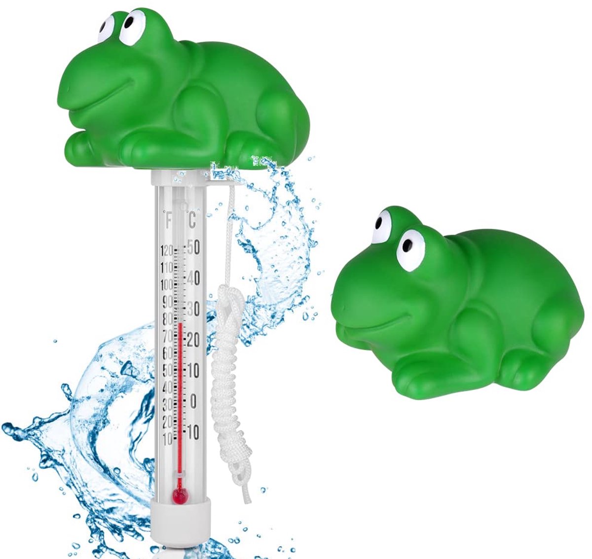 Drijvende zwembadthermometer - groene kikker - watertemperatuurthermometer - ideaal voor zwembaden en babyzwembaden - SnelShoppen