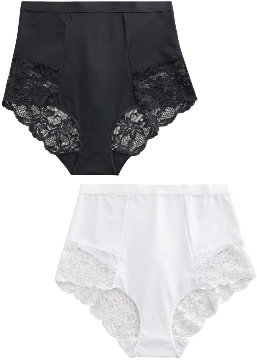 Next - Dames - Set van 2 buikcorrigerende, licht vormgevende slips met hoge taille - Zwart