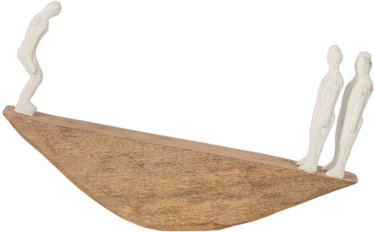 J-Line Balancerende personen - mangohout - naturel/wit