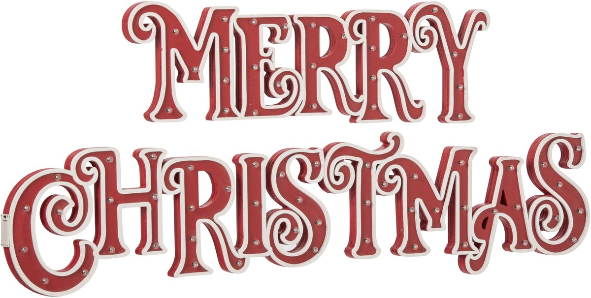 J-Line Xmas decoratie - hout - rood/wit