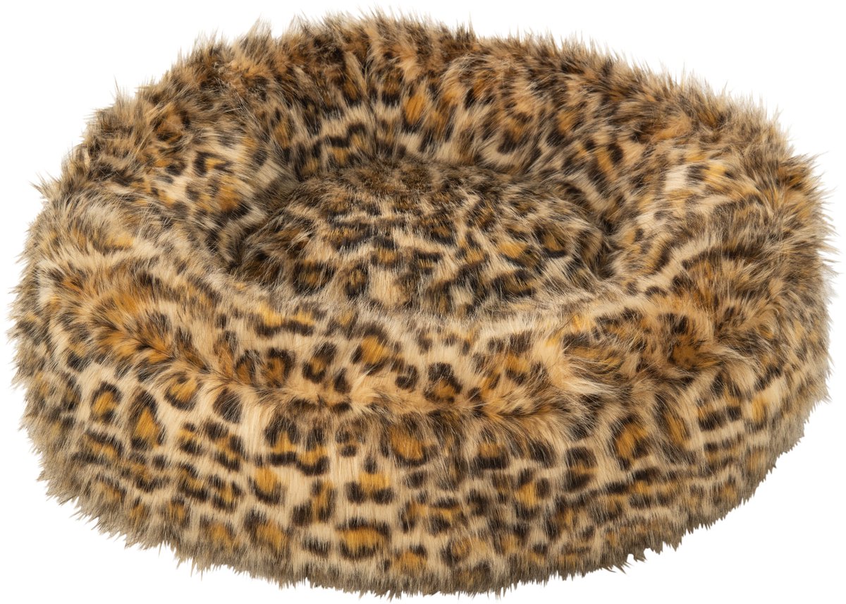 J-Line Kattenmand met luipaardmotief - polyester - roest/beige