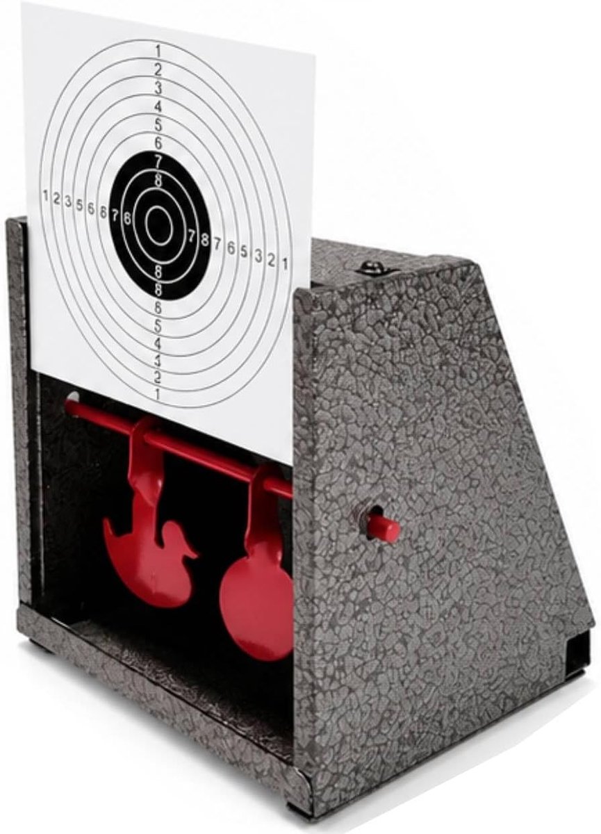 Shot Slot voor Airsoft Pistolen en Perslucht | voor standaard doelen 14 x 14 cm Inclusief 100 doelen + bewegende metalen doelen, versterkt staal, draagbaar en eenvoudig te installeren
