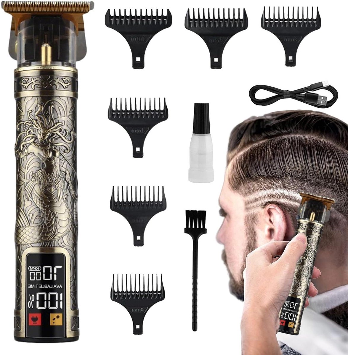 Haartrimmer Mannen - Baardtrimmer Set - Precisie Knippen - Smart LCD Display - 18 x 10 x 6 cm - Groen