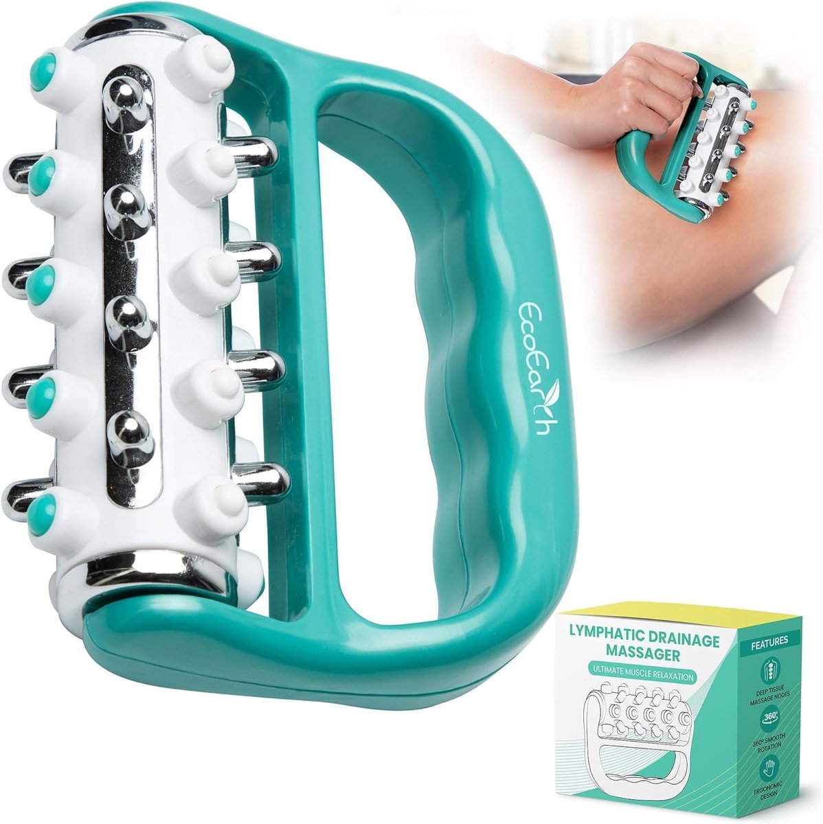 Thijox - Myofasciale Release Cellulite Massager Groen - Lymfedrainage Massage Roller voor Persoonlijk Gebruik - Diepe Weefselmassage Therapie - Eco-vr