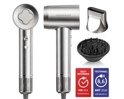 Sansbeauté® Föhn met Diffuser - Krullen - 110.000RPM - Ionische Haardroger met Borstel - 3 Standen - 3 Opzetstukken - Reisföhn - Sèche Cheveux - Krul Feun Set - Haarföhn met Defuser - Hair Blow Dryer - Kappersfohn - 2000W