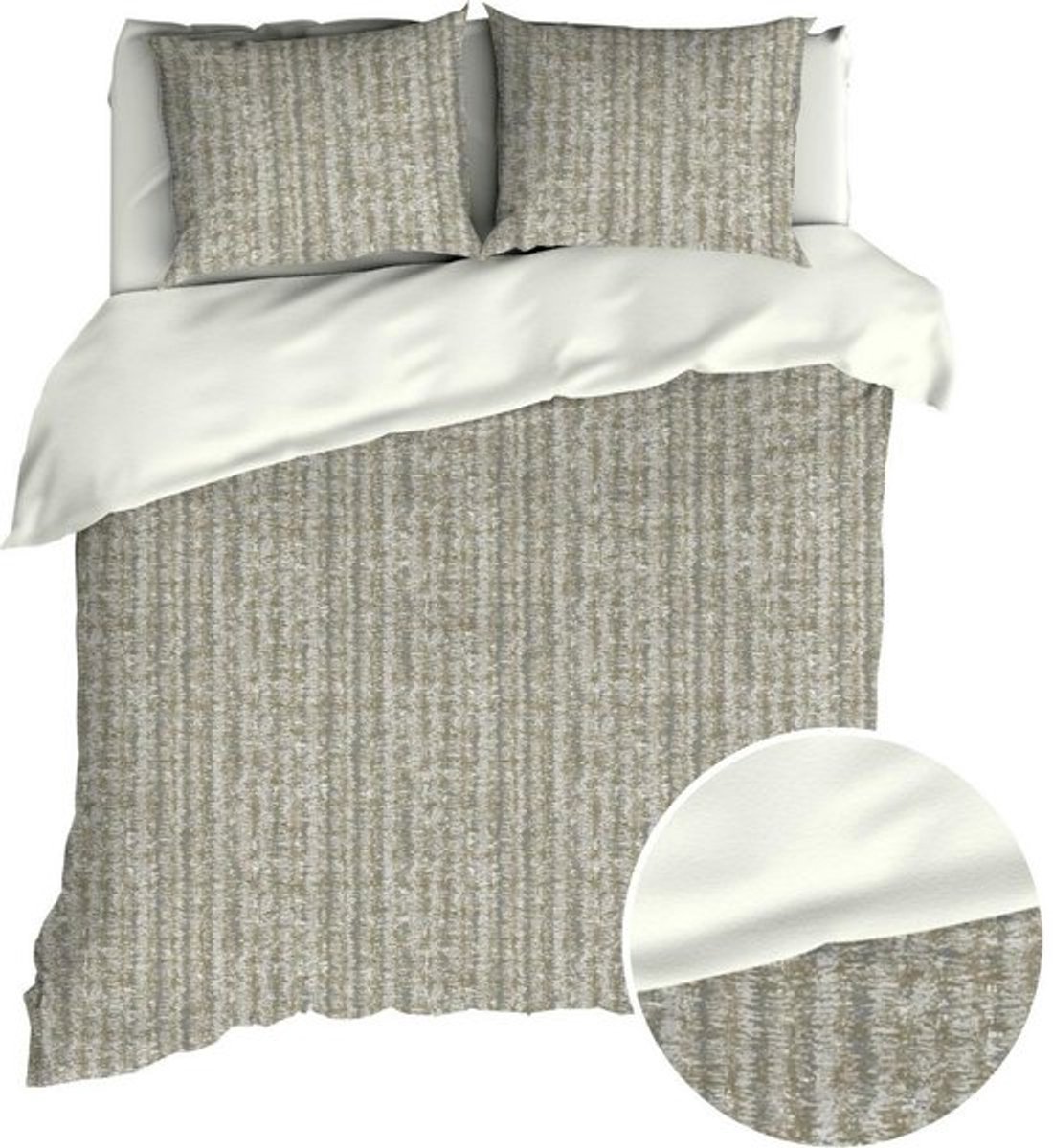 Romanette Dekbedovertrek - Grey Print Flanel - B 240 x L 200 cm/B 240 x L 220 cm - Lits-jumeaux Omkeerbaar - 13246-B 240 x L 200/220 cm