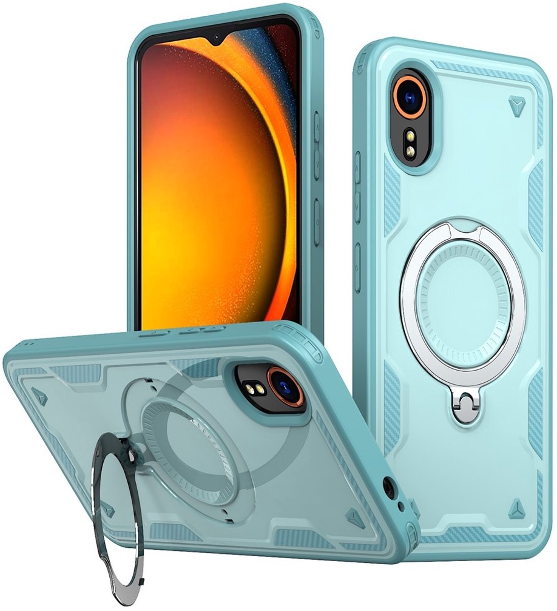 Coverup Hoesje - Geschikt voor Samsung Galaxy Xcover 7 Hoesje - Coverup Armor Back Cover met MagSafe Compatible Kickstand - Mintblauw