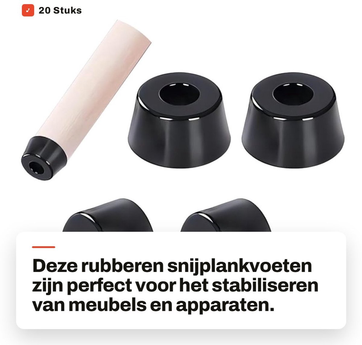 Inovra- Snijplankvoeten 20 Stuks - Rubberen Voetjes - Antislip/Antibotsing - Temperatuurbestendig - Geluidsreducerend - Hoogwaardig Rubber - Meubelvoetjes