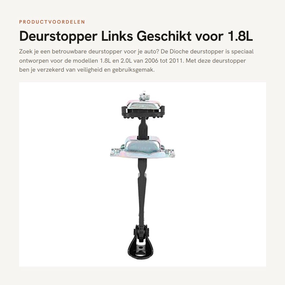 Inovra- Deurstopper Buiten - Deurbuffer - Deurvastzetter - Deurwig - Deurstopper Zwart - Geschikt voor 1.8L/2.0L 2006-2011 - Deurbeschermer