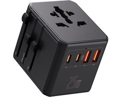 Thijox - Auxmir Reisadapter Wereldwijd 25W Zwart - Universele Stekkeradapter voor Reis, Camping en Thuisgebruik, Compact en Lichtgewicht, Geschikt voo
