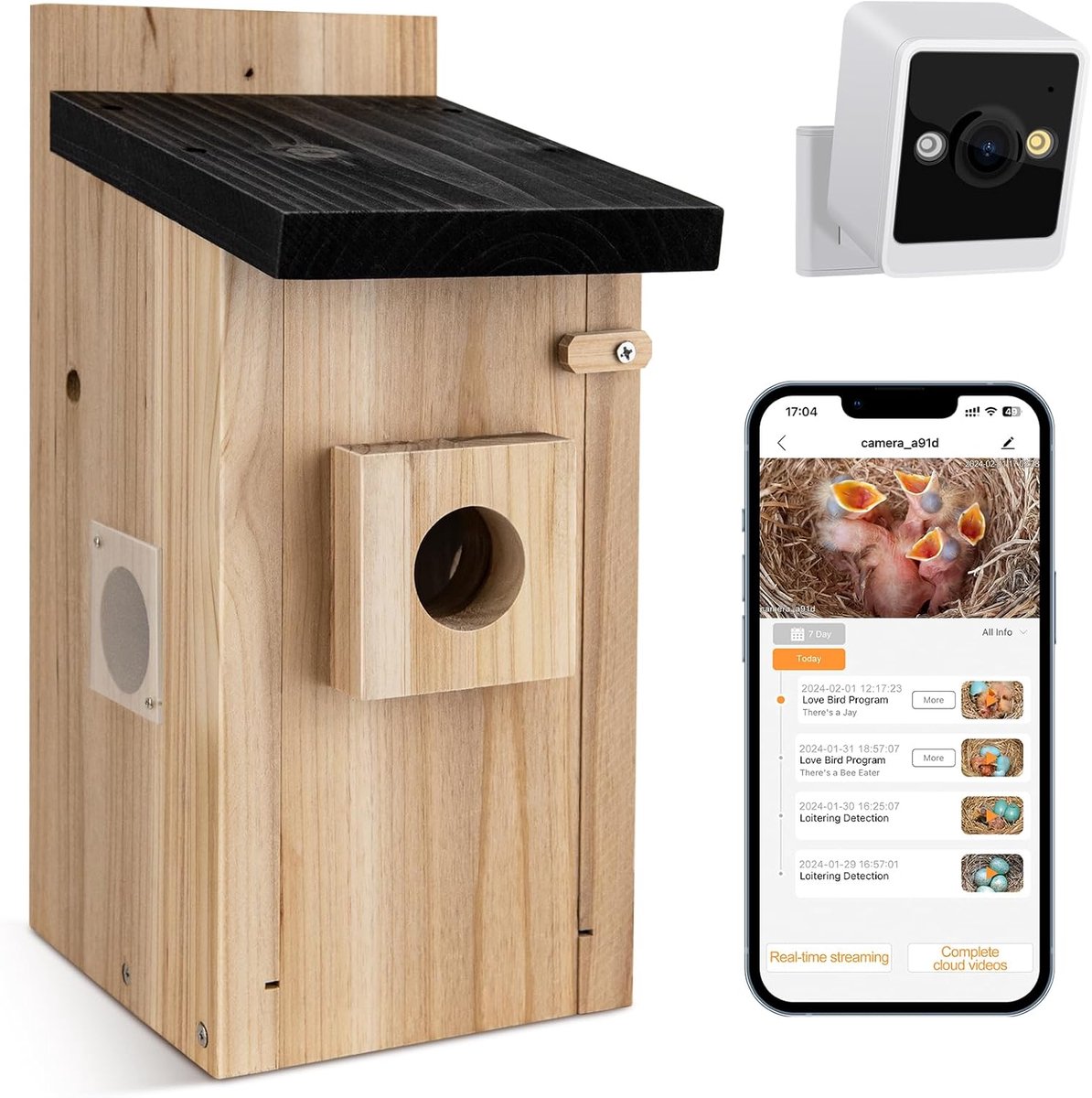 SnelShoppen - Vogelhuis met Camera - 4MP Buiten Vogelhuisje met Real-Time Observatie - AI Gedragsdetectie voor Vogels - Perfect voor Tuin en Natuur.
