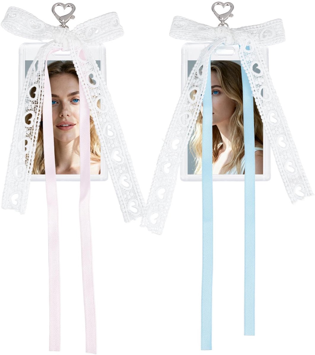 Dailygoods- Fotokaarthouder 2 Sets - Transparant Acryl - Sleutelhanger met Boog - Multicolor - 4.1x2.6 Inch - Bescherming en Weergave - Kaarthouder