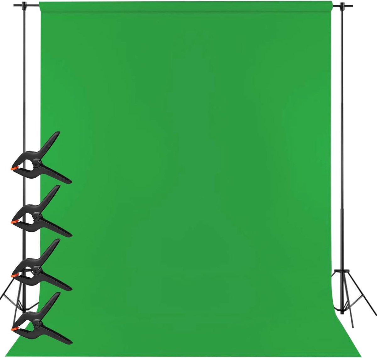 Thijox - 300 x 300 cm Groen Scherm Achtergrond - Wasbare Fotowand Achtergrond voor Fotografie, Video- en TV-opnames met 4 stuks 10 cm Achtergrondklemm