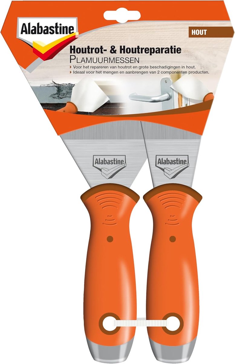 Thijox - Houtrot Reparatie Plamuurmes RVS - Ideaal voor Houtreparatie & Beschadigingen - Strakke Hoekreparaties - 2 Componenten Mengtool