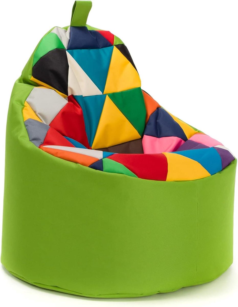Zitzak - Poef Zetel - Ontspannen Zitten - Patchwork Design - 70 x 75 cm - Olijfgroen