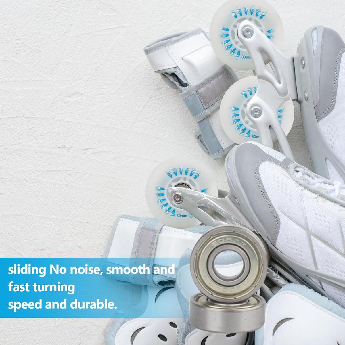 Inline skate wielen - Rolschaats onderdelen - Soepel rijden - Hoogwaardig PU materiaal - 80 mm 8 stuks - Blauw