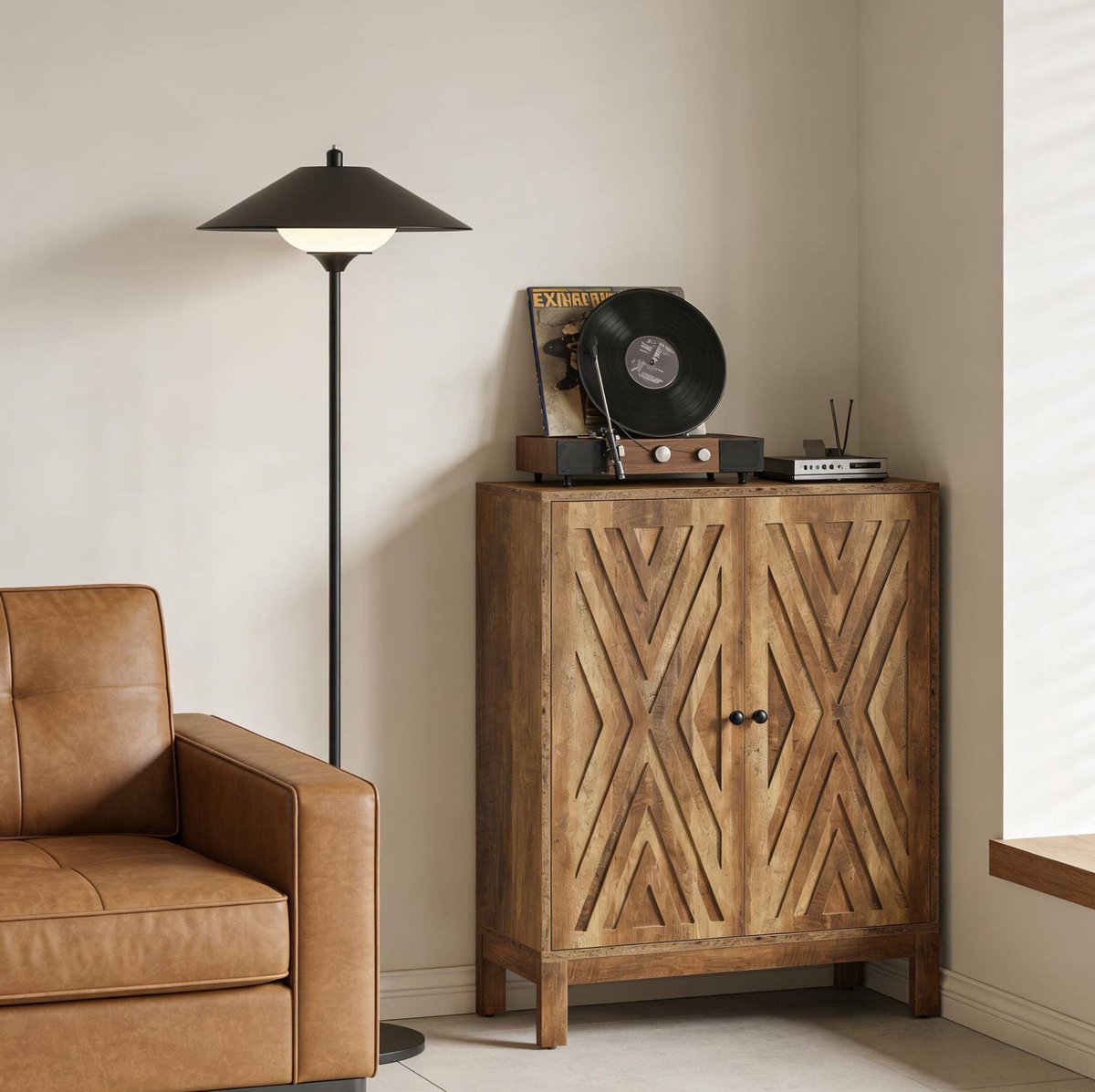 MIVRAY Schoenenkast - Industriële Opbergkast Met Verstelbare Planken En 2 Deuren - Voor Hal En Slaapkamer - MDF En Metaal - 90x35x110 Cm - Rustiek Bruin