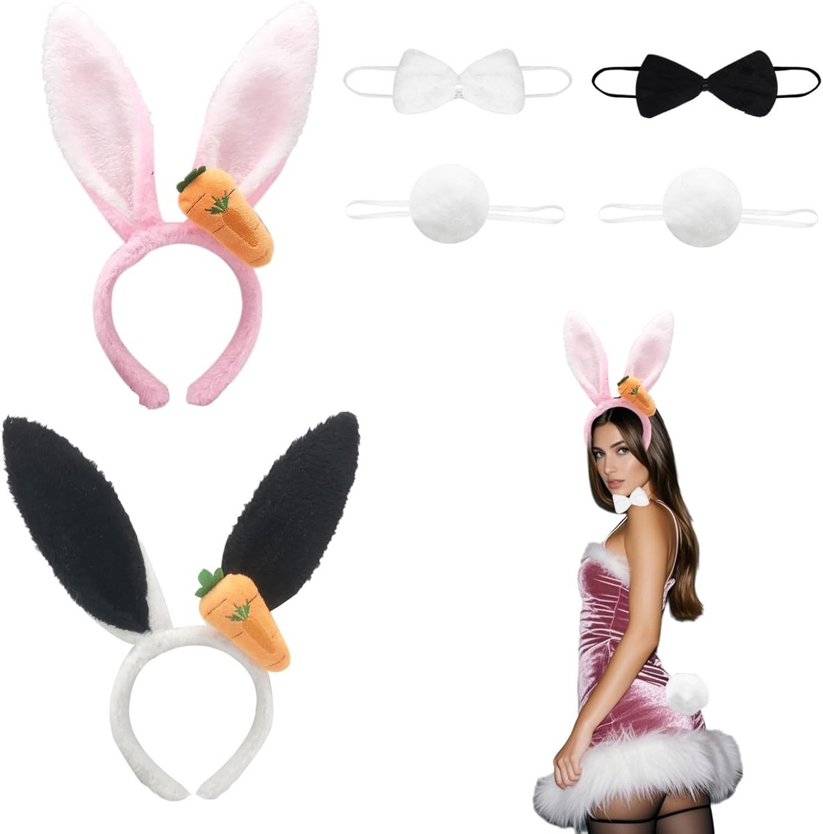 Schattige Konijnenoren Haarband en Haarspelden - Ideale Accessoire voor Pasen, Feestjes en Kostuums voor Volwassenen en Kinderen