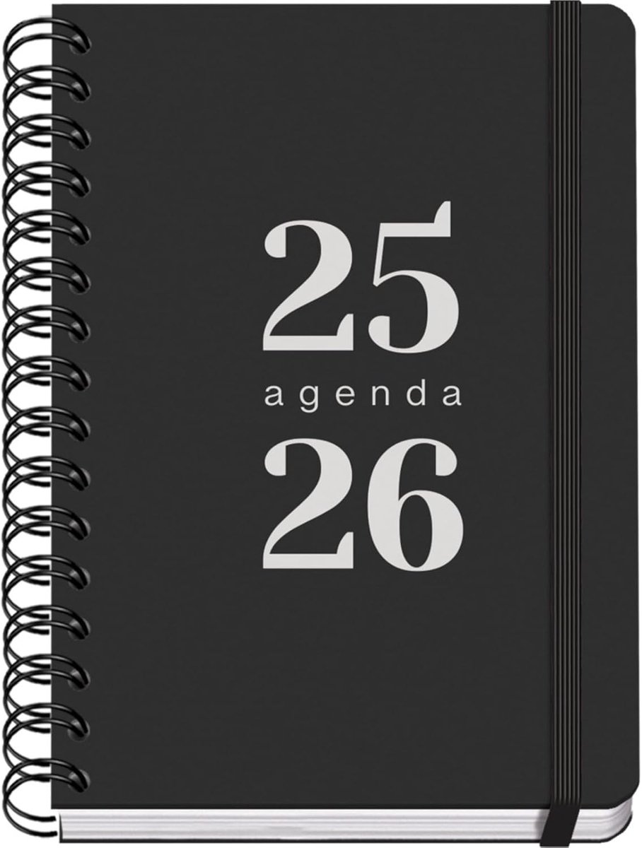 Thijox - Schoolagenda 2025 2026 A5 Dag per Pagina, Spaans en Engels, Flexibele Kaft, Dubbele Spiraalbinding, Elastieksluiting, 4 Stickervellen, GRAMMA