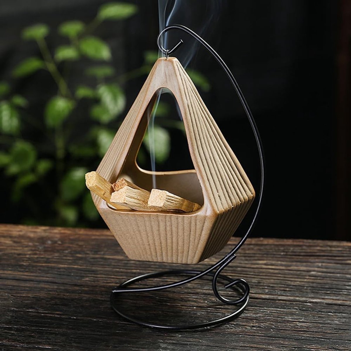 Wierookstokjeshouder en wierookschaal voor Palo Santo en andere wierooksoorten, 21.5 x 14 cm