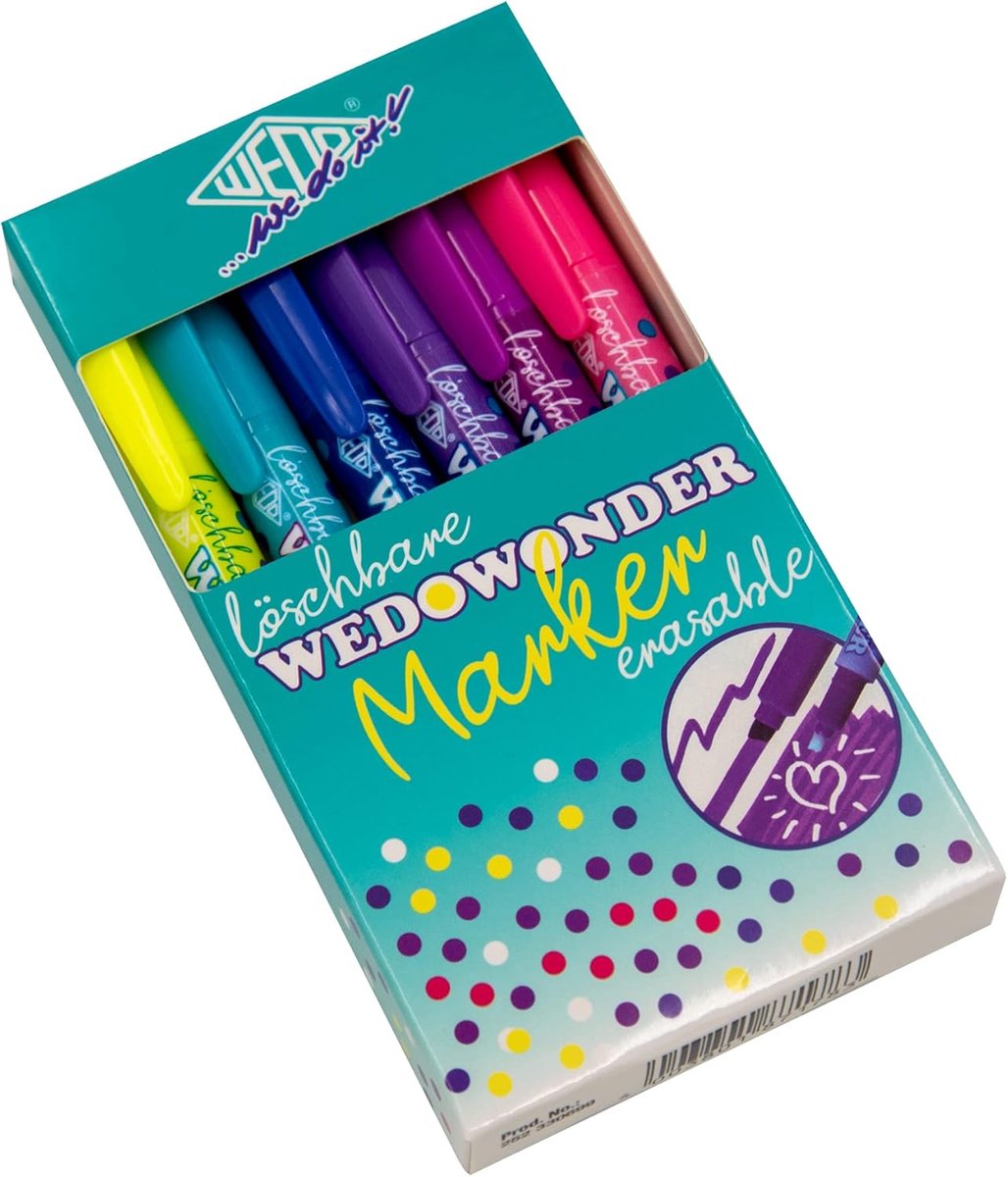 SnelShoppen - 6-delige set uitwisbare markeerstiften - Geel, Groen, Roze, Paars, Blauw, Turquoise - Ideaal voor school, werk, hobby, en creatief gebru