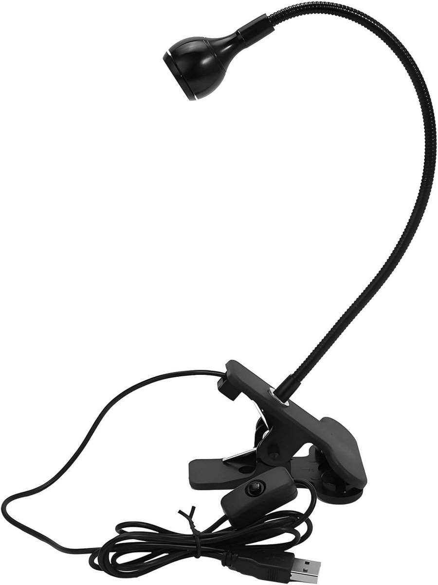 Thijox - Leeslamp met Klem, USB LED Bureaulamp, Draagbare Flexibele Zwanenhals Lamp voor Lezen, Bedverlichting, Studeren en Werken - Zwart